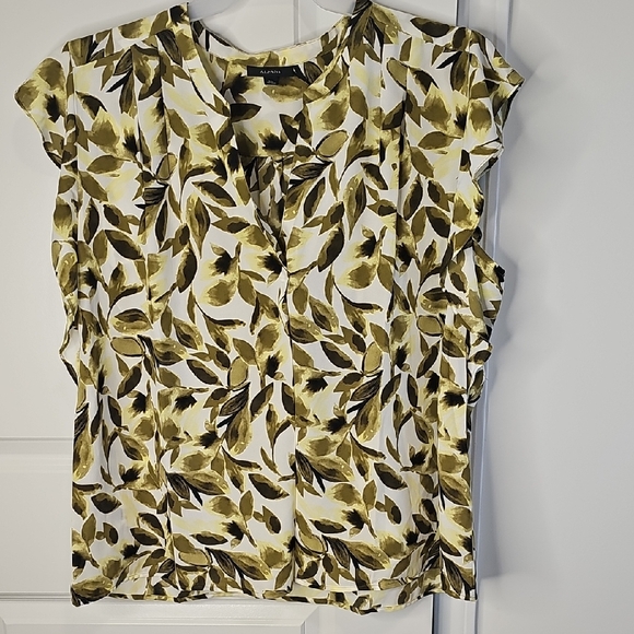 Alfani Tops - Alfani Olive Leaf‎ Print Blouse